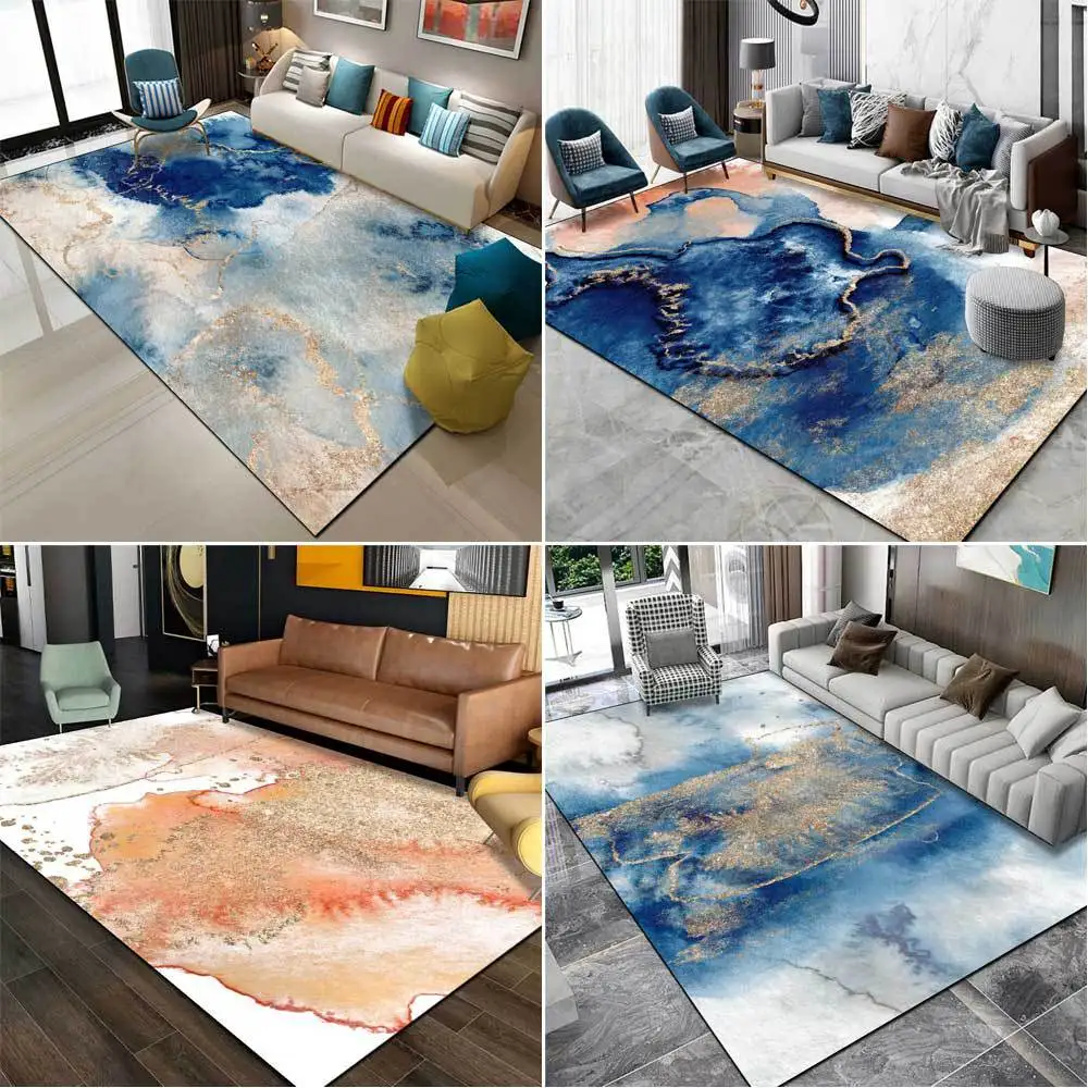 

Abstract Watercolor Blue Carpet Ink Wash Living Room Anti-slip Carpet Kitchen Anti-fouling Carpet Anti-slip Mat 120x160cm Rugs