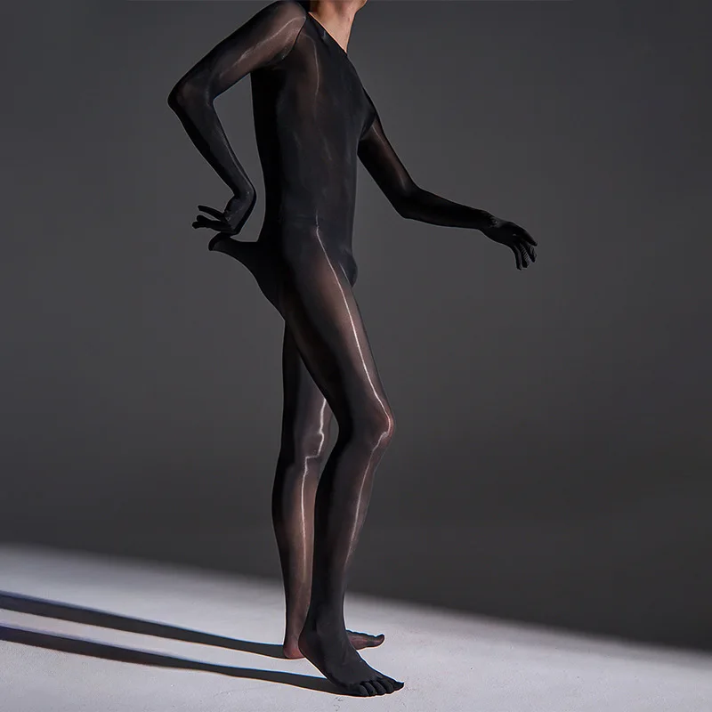 Сексуальные мужские ультратонкие прозрачные глянцевые чулки для тела чехол