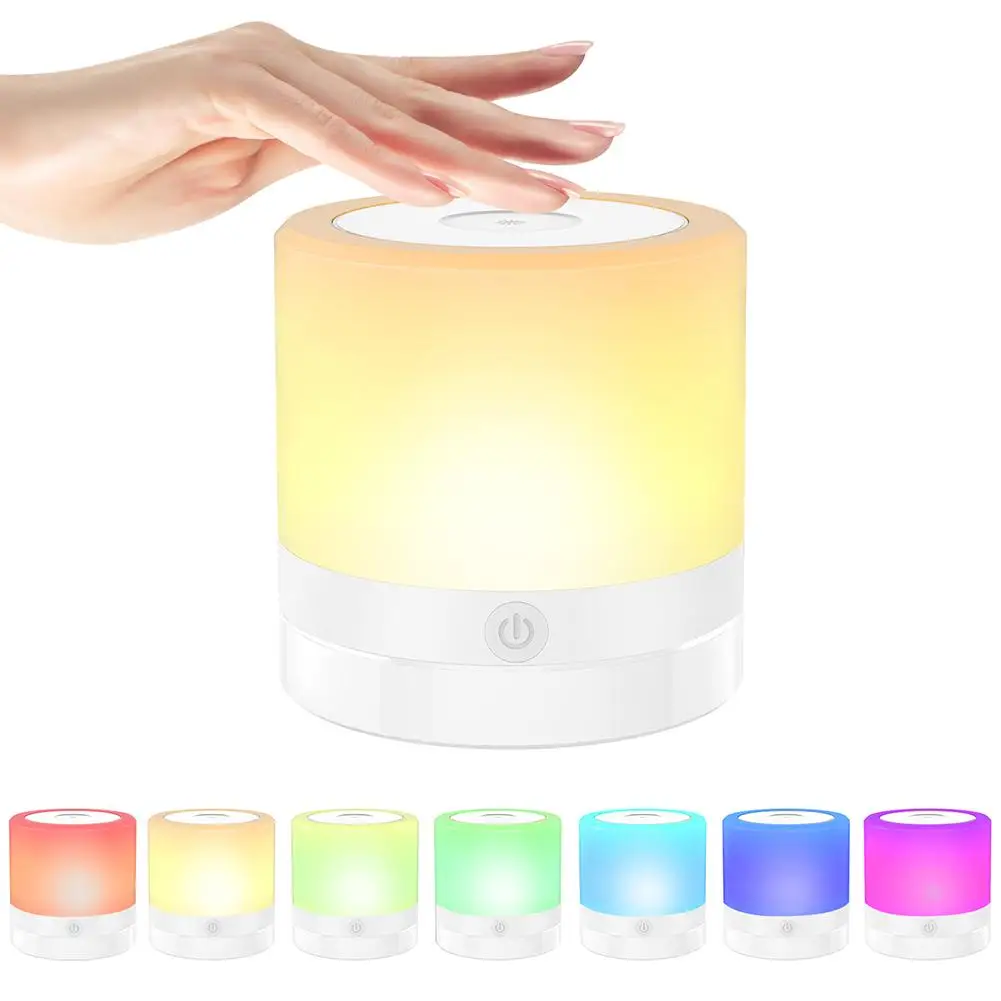 

Colorful Table Lamp RGB 7 Color Changing Night Lights Camping Light With Handle Touch Sensor Bedside Lamps With Remote Control