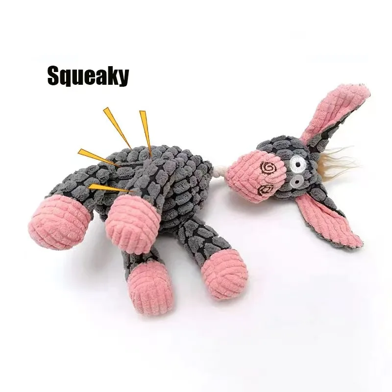 

Funny Cartoon Squeak Sounding Plush Sounding Dog Toy Molar Training Interactive Corn Grain Donkey Pet Supplies Plush Toys