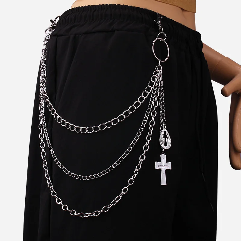 

Cross Pendants Chain On The Jeans Pants Women Keychains for Men Unisex Egirl Eboy Harajuku Goth Aesthetic Accessories