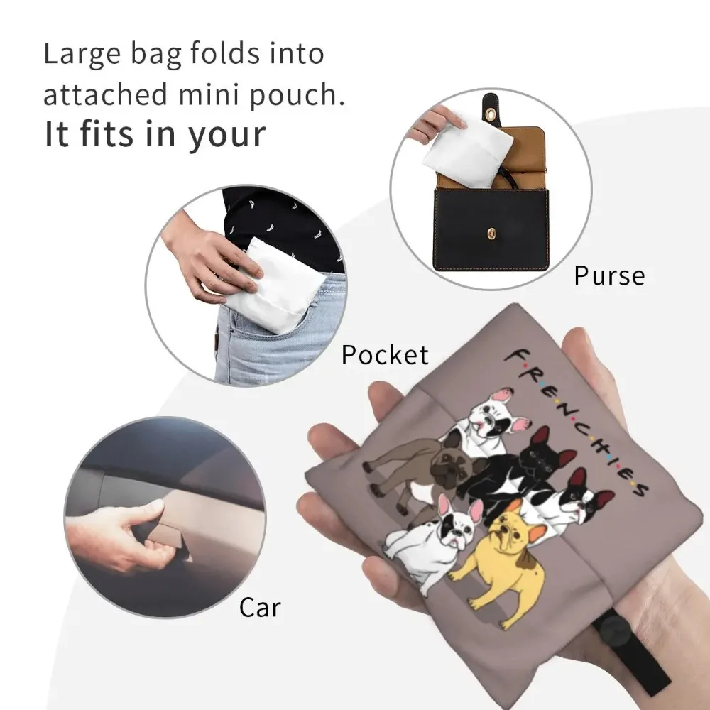 Забавный принт забавные французские бульдоги сумки-тоут для покупок портативная