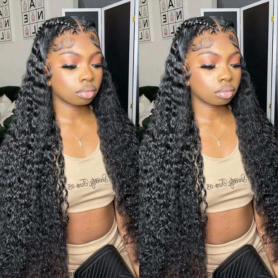 

Свободный парик с глубокой волной спереди 13x4 13x6, парик из человеческих волос на шнуровке спереди, 360 Полный парик на шнуровке, искусственные бразильские вьющиеся волосы