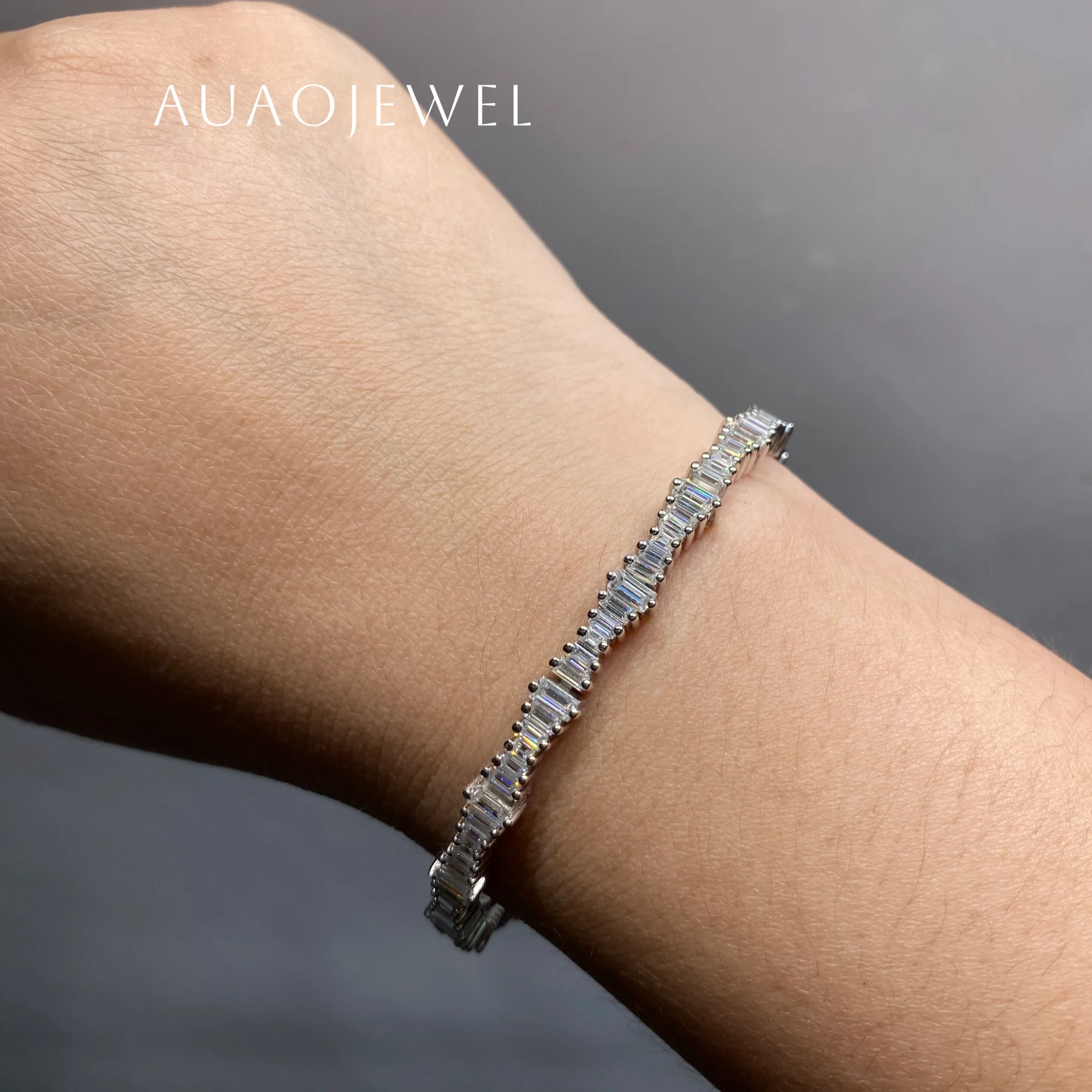 AUAOJEWEL браслет с муассанитом женский bague femme настоящее золото 9k 14k 10k 18k оригинальные
