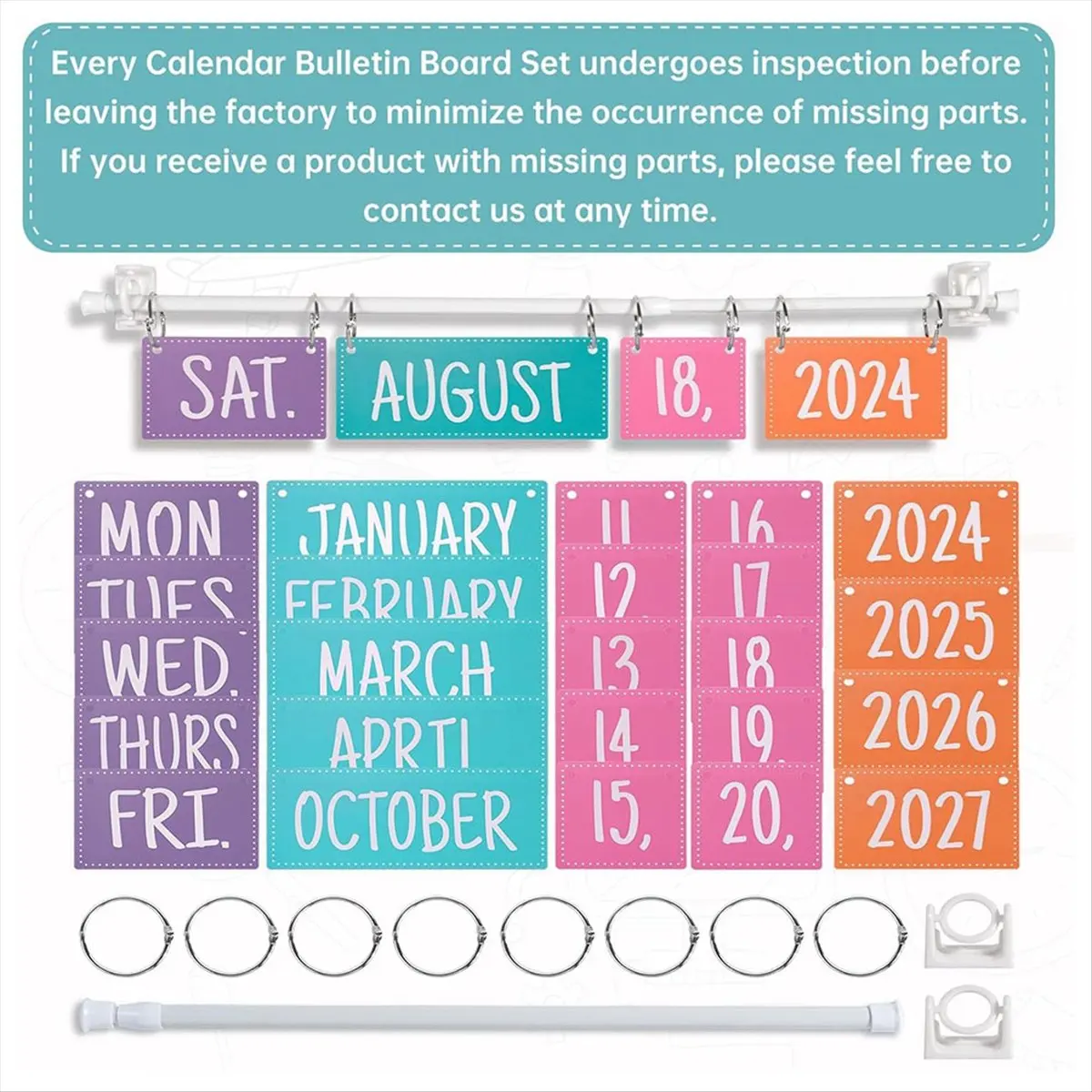 Набор для доски объявлений AT16 Rainbow Flip Calendar с держателем, регулируемый держатель для календаря, включает 54 карточки с датами (art.: 3920d88b87afe) - 3920d88b87afe