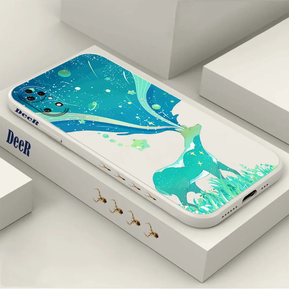 Fantasy Elk Deer Phone Case For Huawei P60 P50 P40 P30 P20 Mate 50 40 30 20 20X 10 Colour Liquid Silicone Cover Funda Cqoue Capa