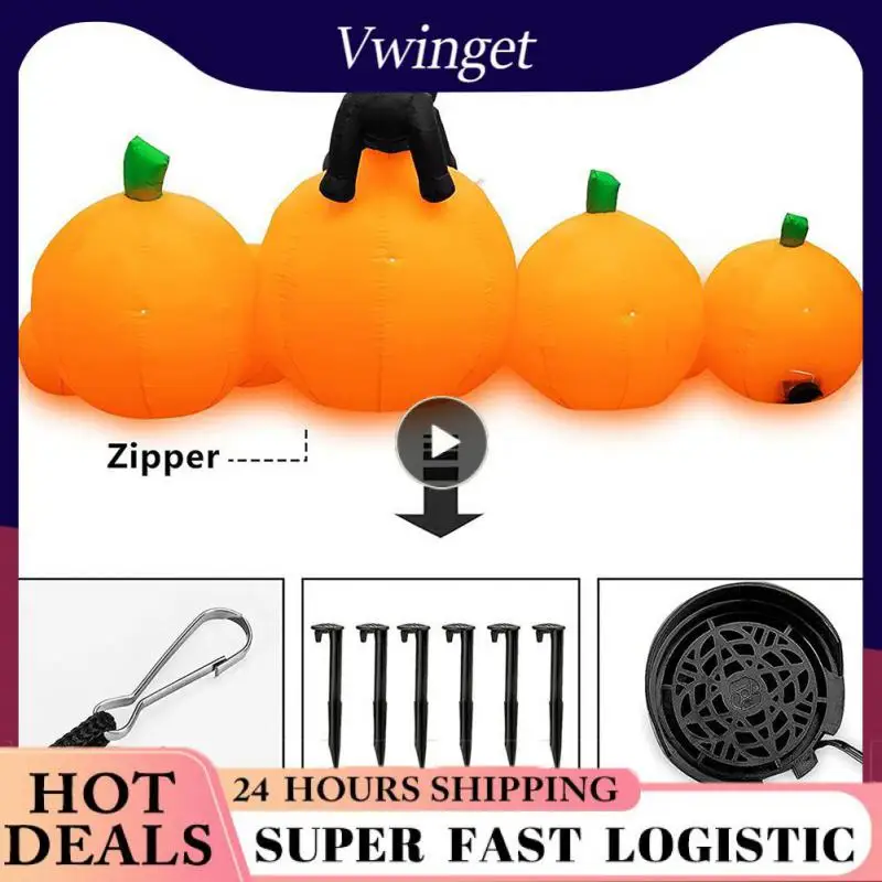 

8 Feet Halloween Decoration Inflatable Pumpkin Explosion Animation Witch Cat Pumpkin Built-in LED Light