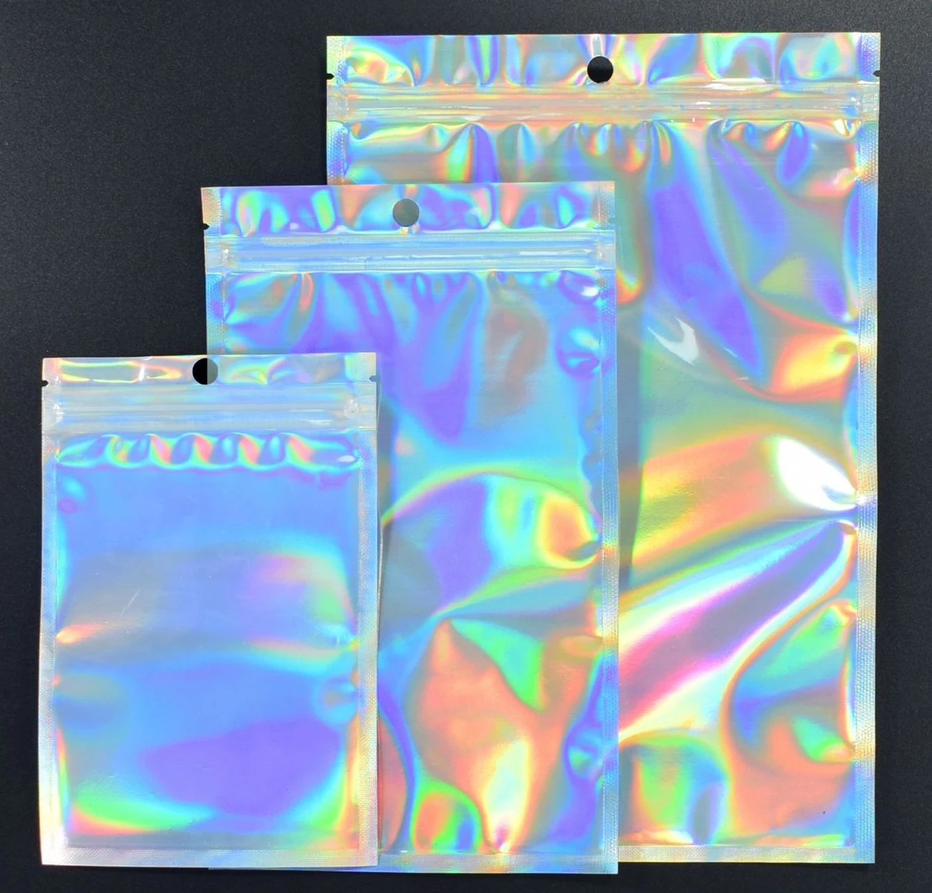Eyelashe Package In Bulk Holographic Laser Zip Lock Bag Necklace Storage Custom Brand Logo Sticker Wholesale Idea Gift Packaging