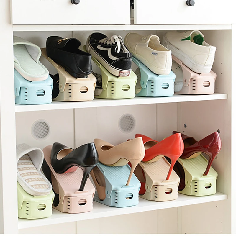 

10PCS Durable Adjustable Shoe Organizer Footwear Support Slot Space Saving Cabinet Closet Stand Shoes Storage Rack Shoebox