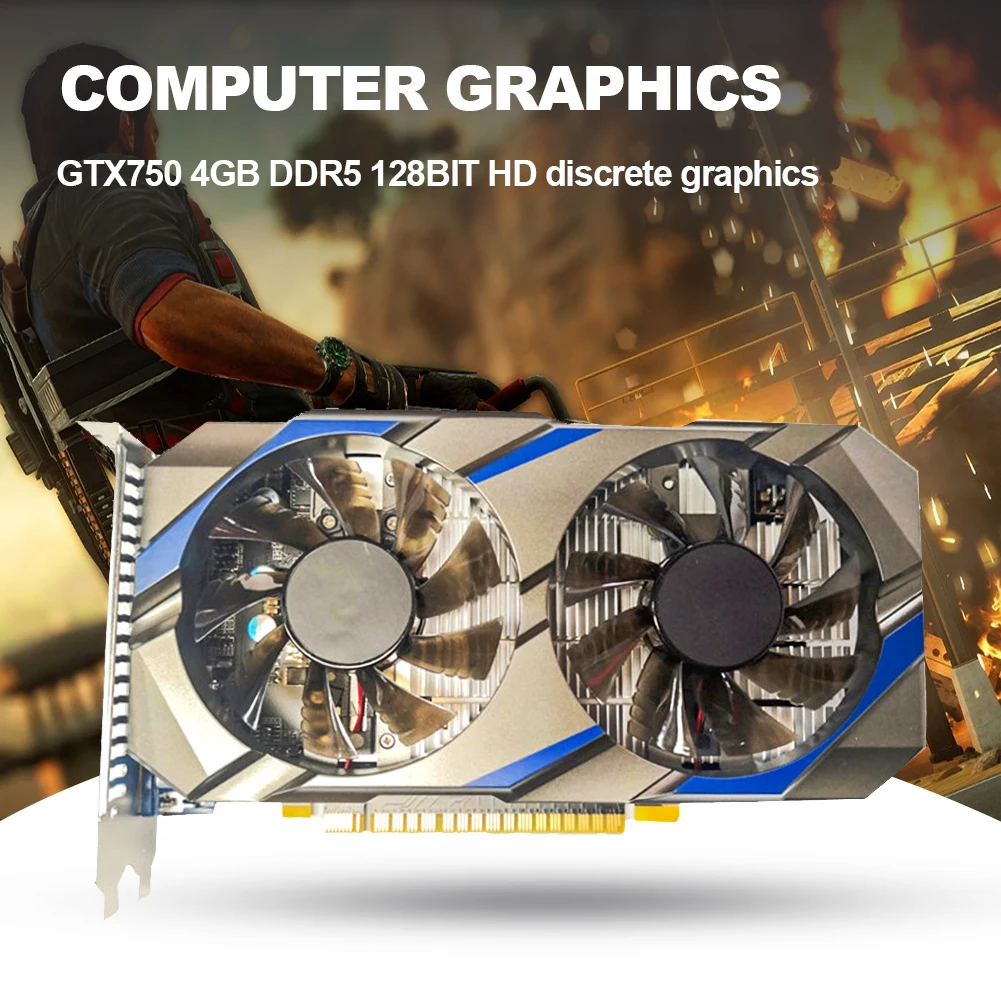 

NEW GTX750 4GB DDR5 128Bit Game Graphics Card NVIDIA Chip with Cooling Fan PCI-Express 3.0 Video Card Desktop Computer Gadgets