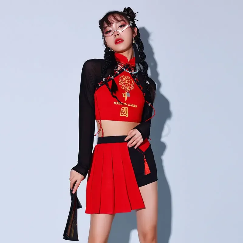 Костюм для джазового танца в китайском стиле сексуальный костюм уличного Guochao