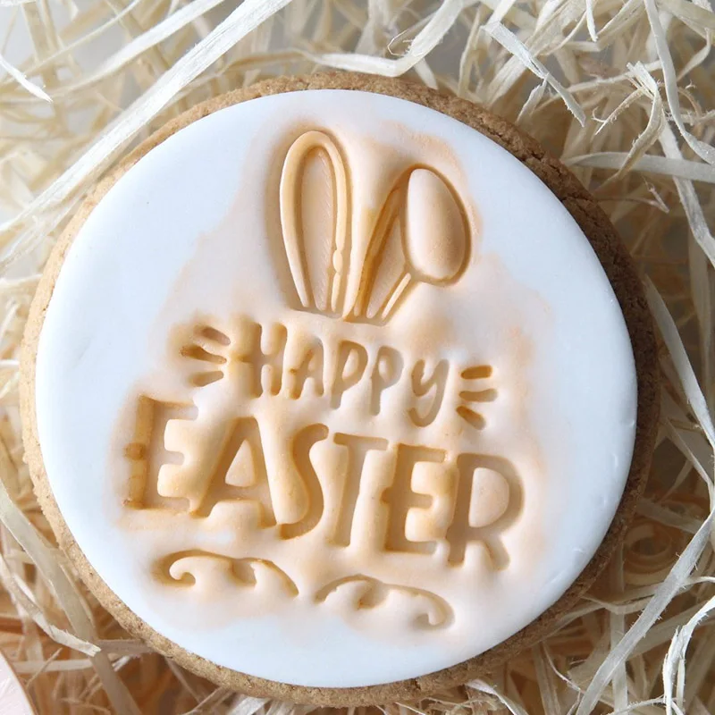 

3inch Happy Easter Shake Your Bunny Tail Fondant Muffin Cookie Cutter Stamp