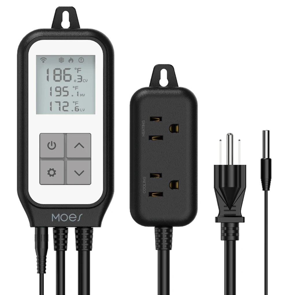 

2.4Ghz WiFi Thermometer Socket Greenhouse Temperature Controller Power Outlet High Low Temperature Alarm 1200W