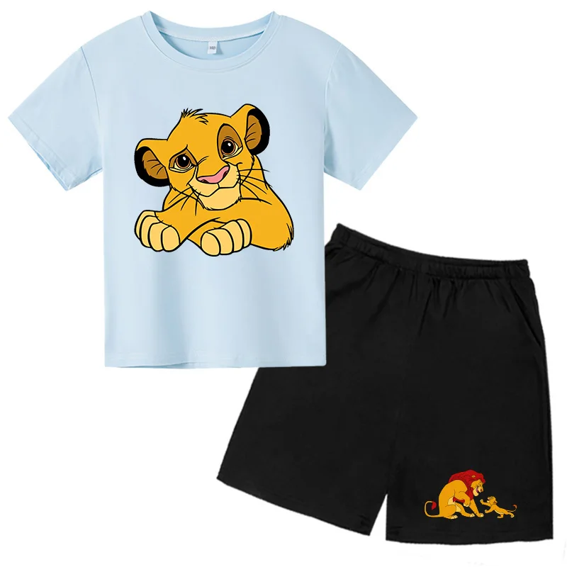 

2022 Summer Short Kids Shorts Set T-Shirt Set Lion King Boy Cartoon Cute T-Shirt Set Sleeve Kids 3 4 5 6 7 8 9-14 Years Old