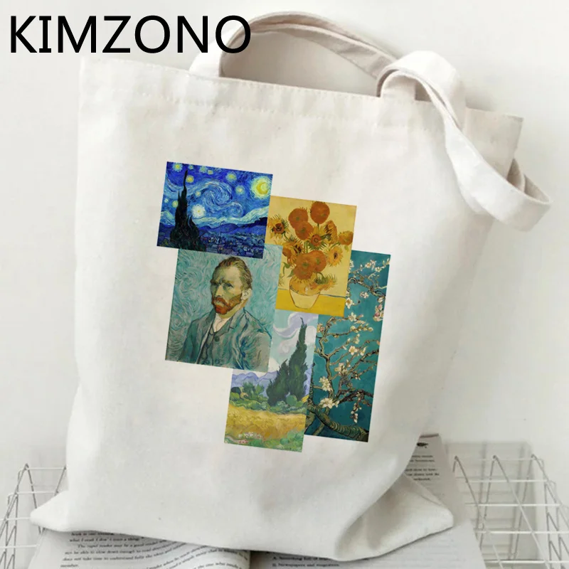 

Van Gogh shopping bag tote cotton bolso shopper canvas reusable bag woven tote reusable bolsa compra sac toile