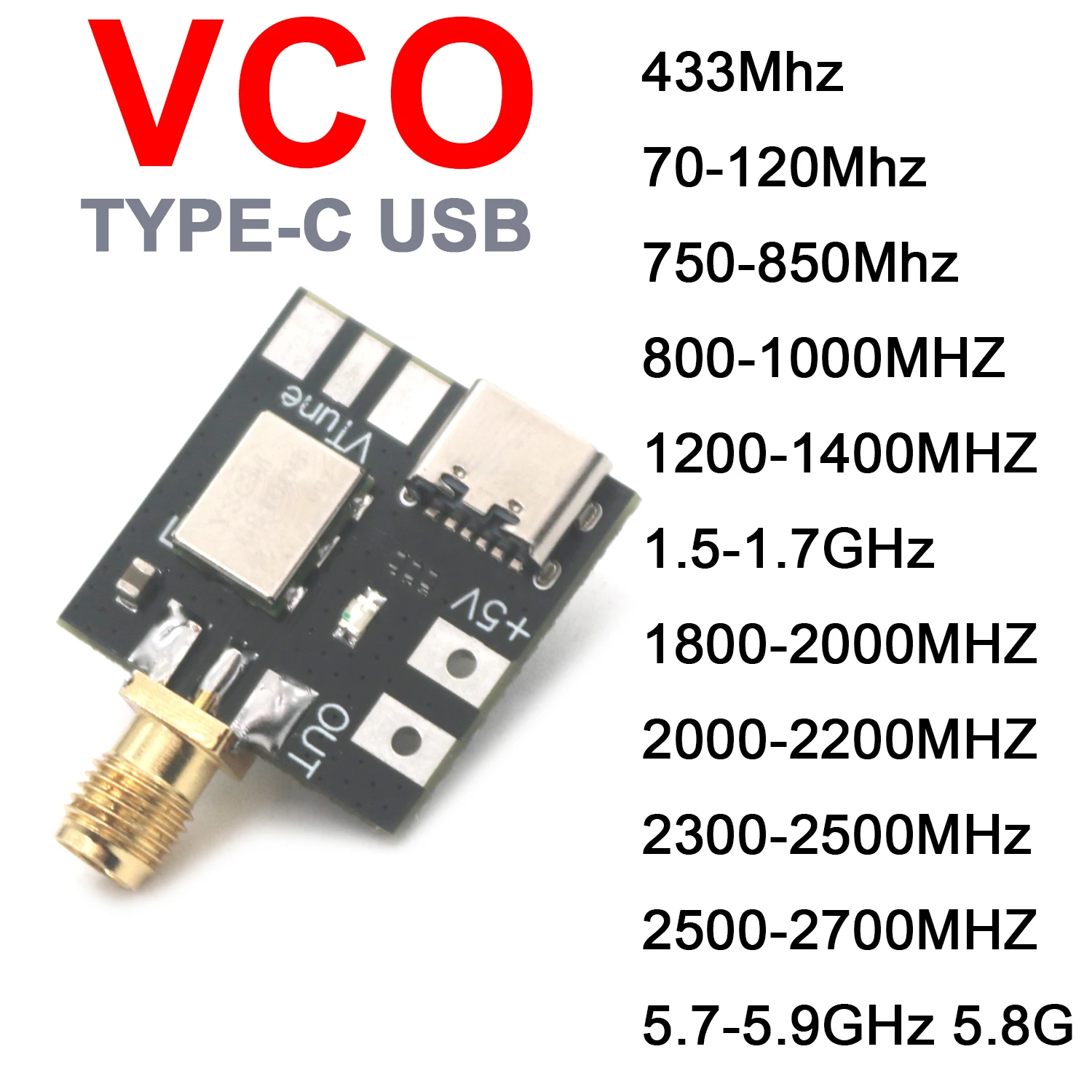 

RF VCO Источник сигнала 433M 800M 900M 1.2G 1.5G 2.4G 5.8G