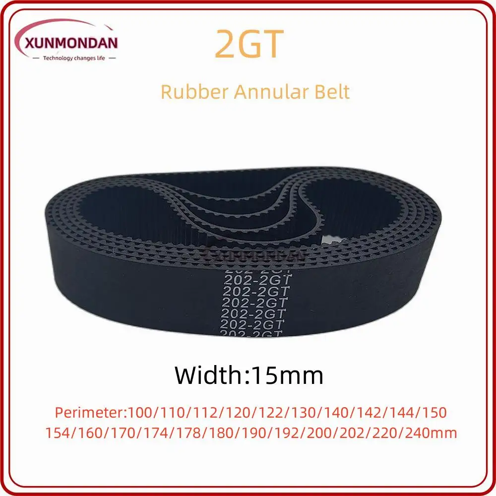 

Xunmondan 2GT Timing Belt 100/110/112/120/122/130/140/142/144/150/154/160/170/174/178/180/190/192/200/202/220/240mm Width 15mm