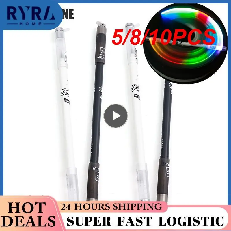 

5/8/10PCS Spinning Pen With Light Plastic Gel Pen Led Flash Flexible Student Pencil Balance Gift Ballpoint Random Rotating