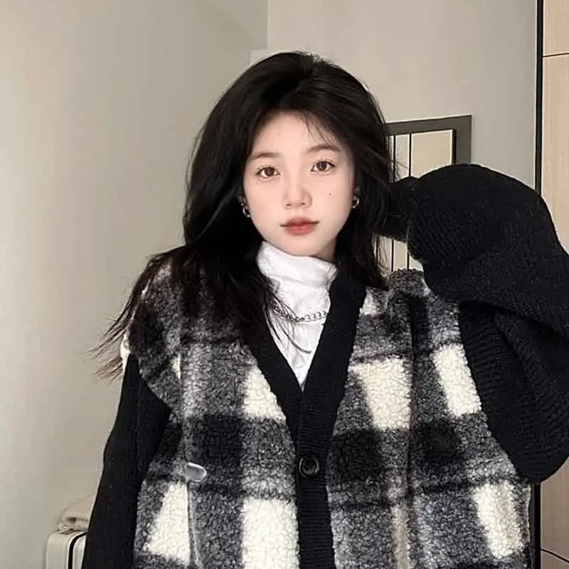 Осень и зима большие размеры 50 00 кг американский клетчатый свитер верхняя одежда