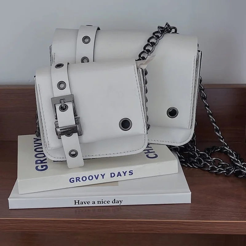 

HAEX Harajuku Chains Women's Bag Fashion 2022 New Y2k Crossbody Bags Femme E Girl Trendy Mini Hasp Ladies Shoulder Bag Shopper