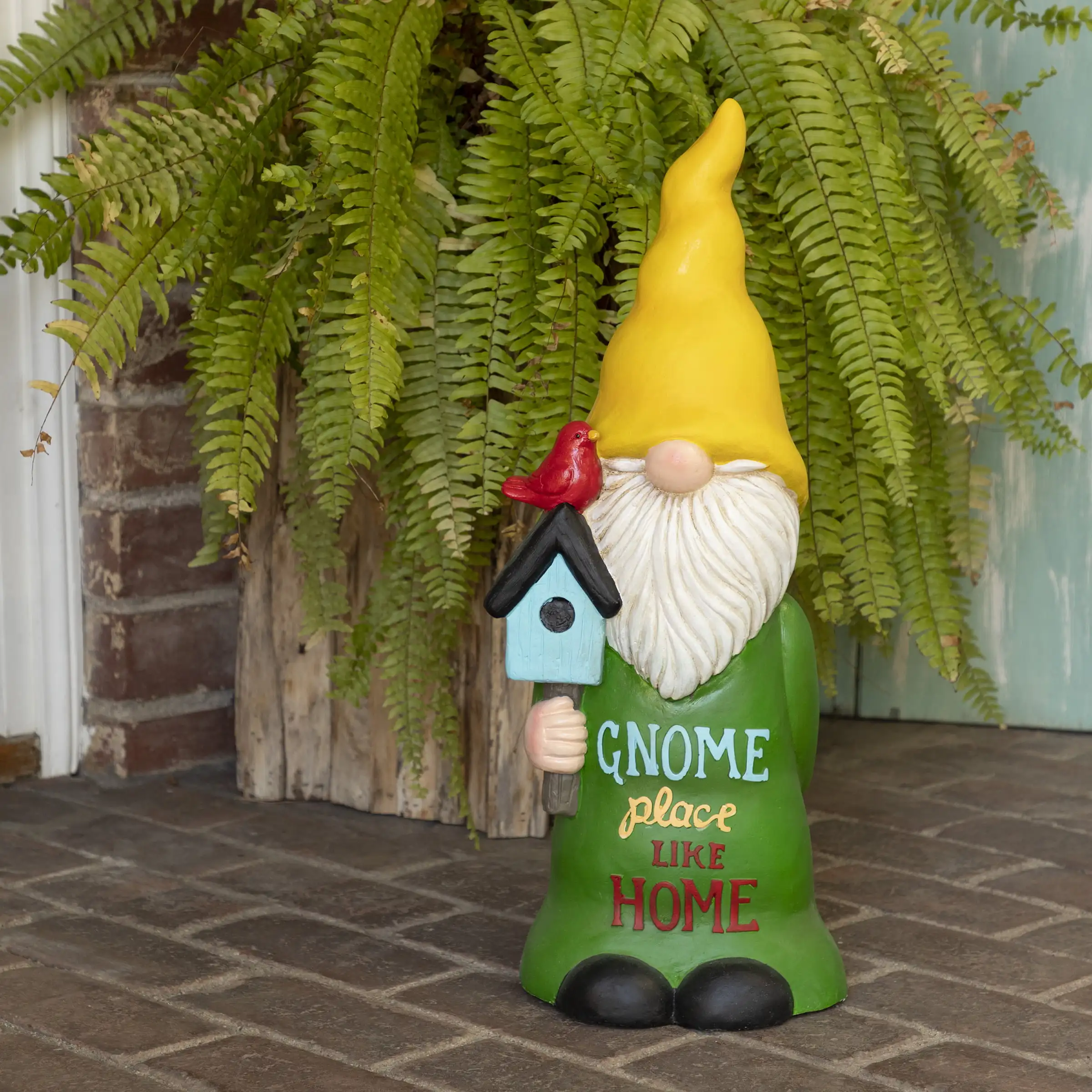 

Alpine Corporation 24" "Gnome Place Like Home" Indoor/Outdoor Garden Gnome Statue, Green