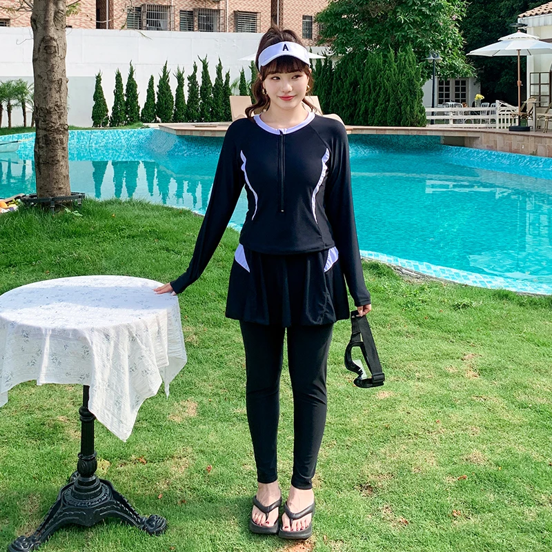 Женский раздельный купальник с длинным рукавом подкладкой