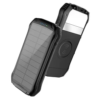 16000mah solar power bank qi wireless charger for iphone 13 samsung s22 xiaomi powerbank with led camping light type c poverbank