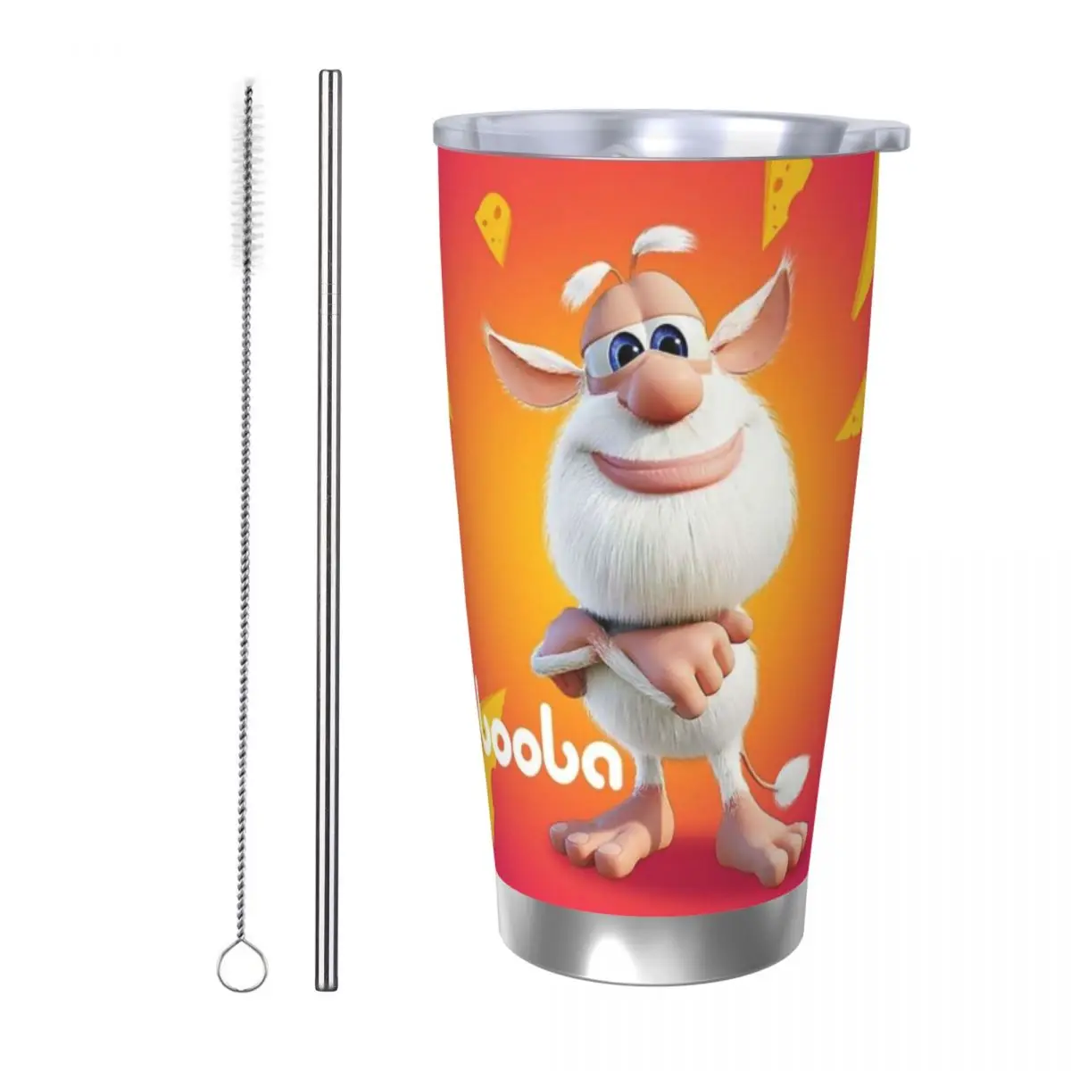 Fourbob-Booba Animation 20 унций автомобильная кружка из нержавеющей стали соломенная