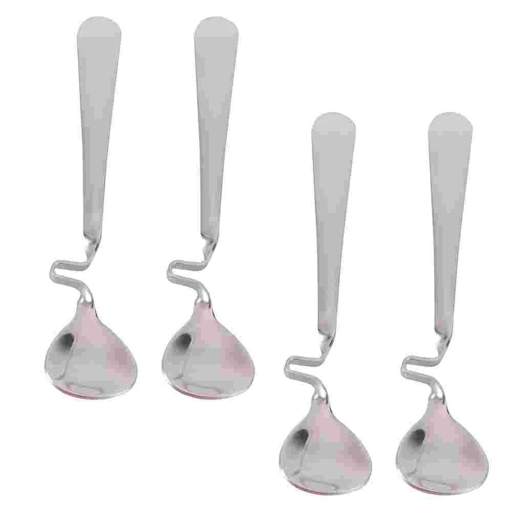 

4Pcs Stainless Steel Coffee Mixing Spoons Curving Handle Spoons )