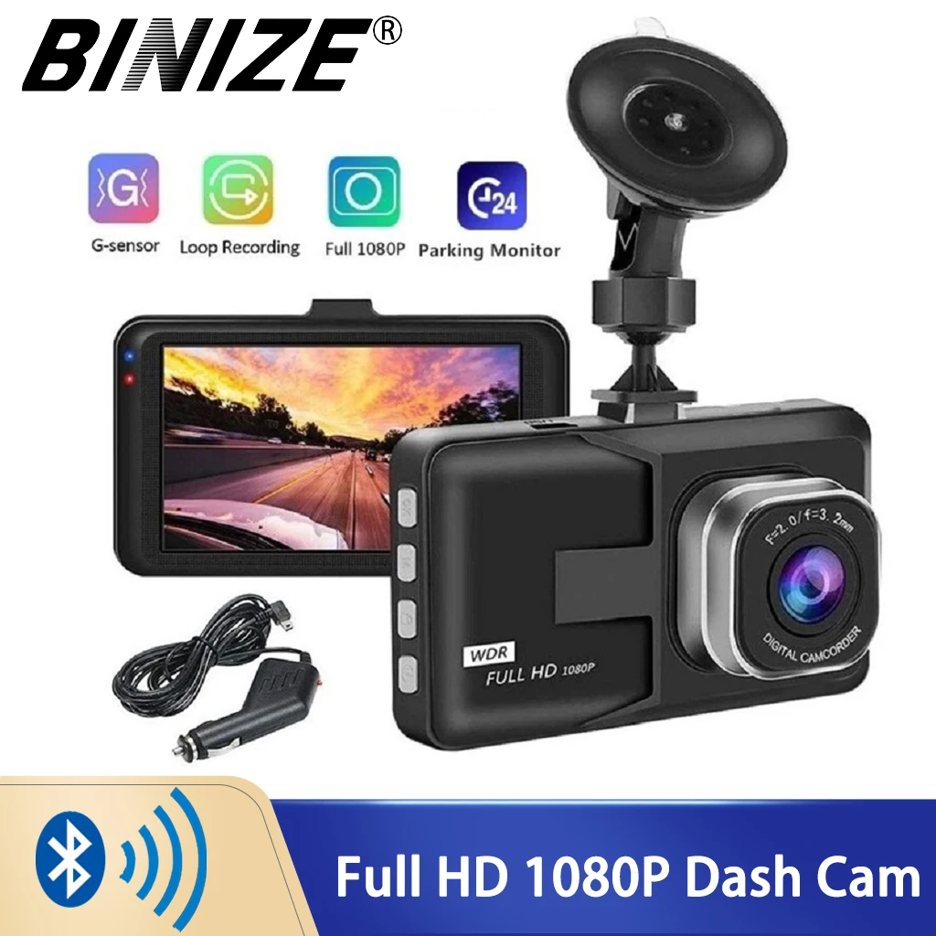 

Binize Full HD 1080P Dash Cam Video Recorder Driving For Front Rear Car Recording Night Wide Angle Dashcam Video Registrar DVR