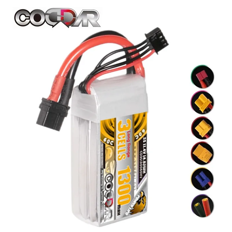 

CODDAR 3S 11.4V Lipo Battery 1300mAh 60C With XT30 XT60 T XT90 Plug For RC FPV Car Drone Quadcopter Helicopter Airplane Hobby