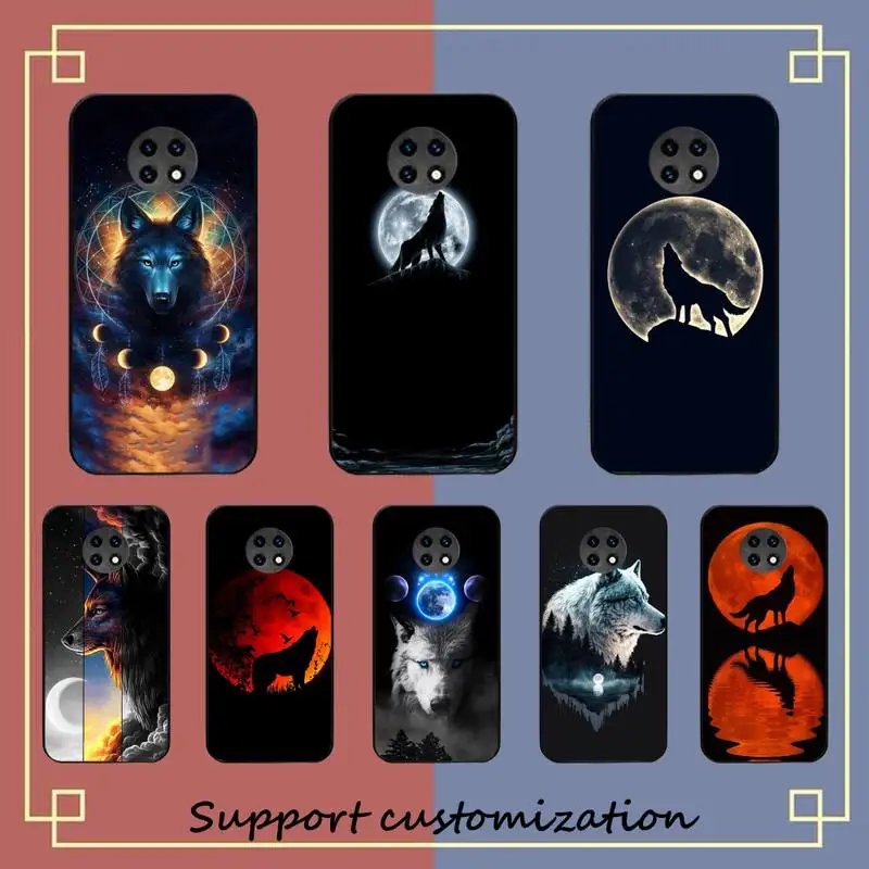 

YNDFCNB Moon Roaring Wolf Phone Case for Samsung A51 A30s A52 A71 A12 for Huawei Honor 10i for OPPO vivo Y11 cover