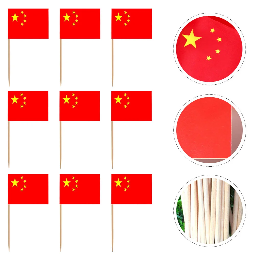 

Flag Picks Mini Pick Chinese China Decorative Flags Stick Appetizer Toothpick Countries National Fruit Handheld Cocktail Cupcake