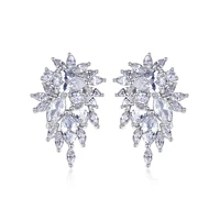 silver stud cubic zirconia earring for weddinggirls crystals earring jewelry accessories