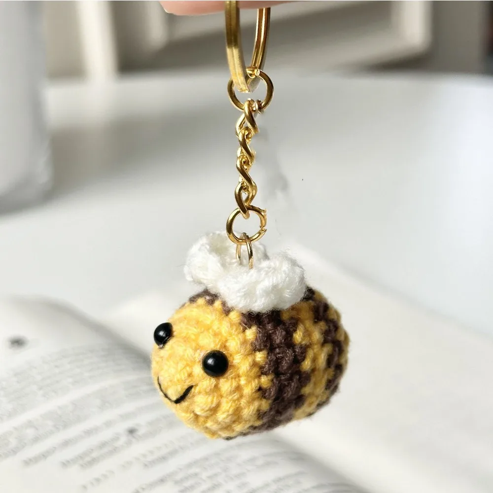 Плюшевый милый вязаный брелок в виде пчелы автомобильный Kawaii мини-подвеска пчел