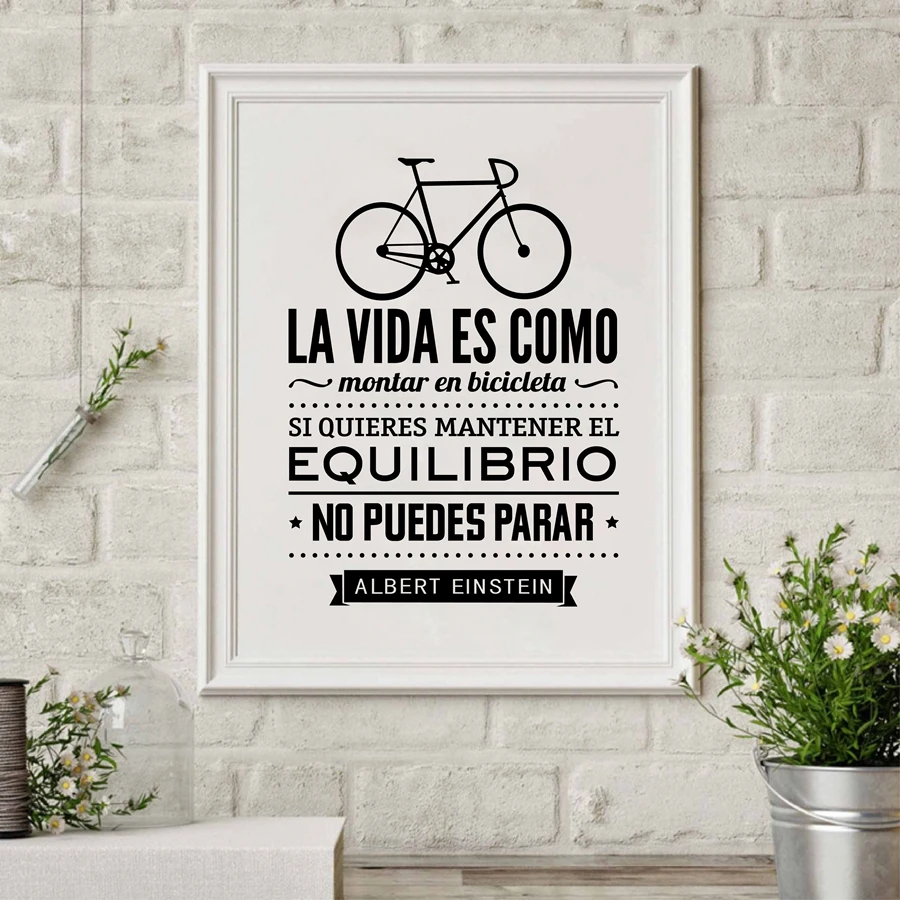 

Spanish Life Quotes Wall Art Canvas Painting Prints Life Is Like A Bicycle Aesthetic Posters For Kids Room Decor Home Decoration