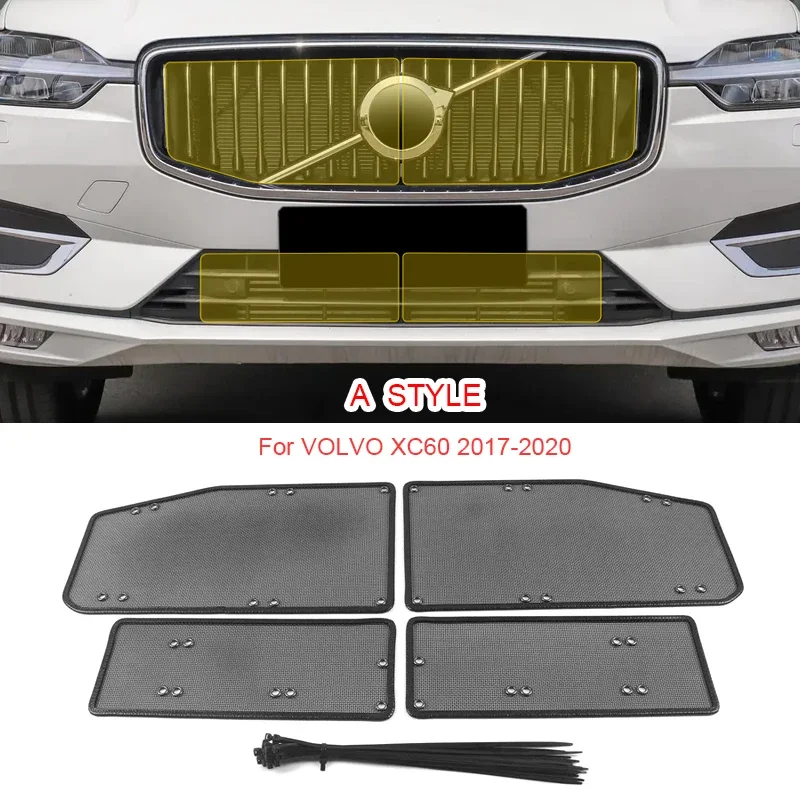 

4 шт., автомобильная защита от насекомых, защитная крышка для воздухозаборника, сетка для вставки, вентиляционная сетка, гоночная решетка, фильтр, аксессуары для VOLVO XC60 2017-2025