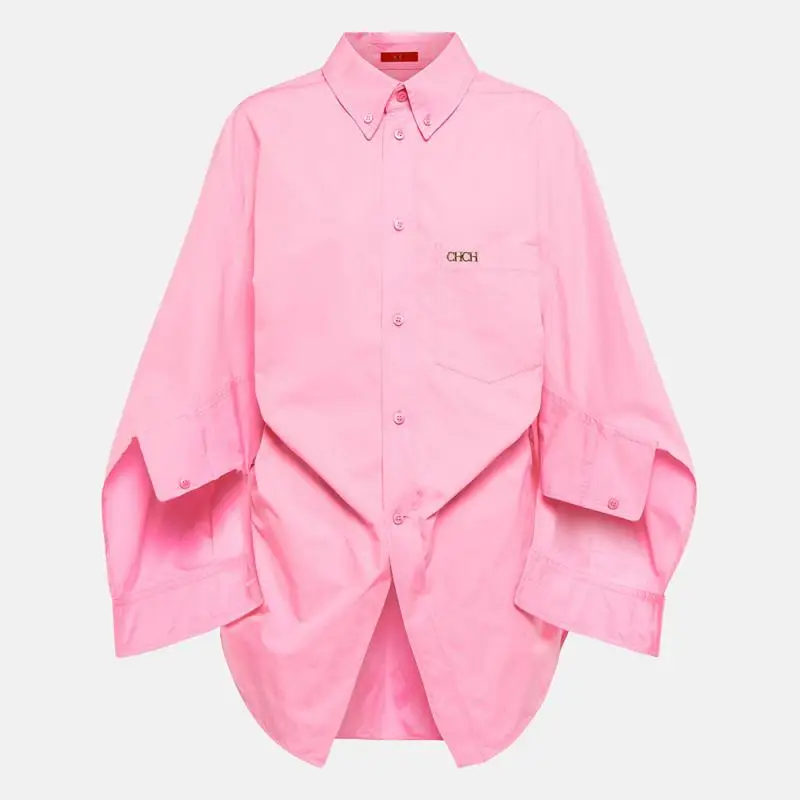

Women's Long Sleeve Pink Shirt 2023 Straight Loose Turn-Down Collar Causal Solid Button Blouse Female Summer Office Tops Ladies