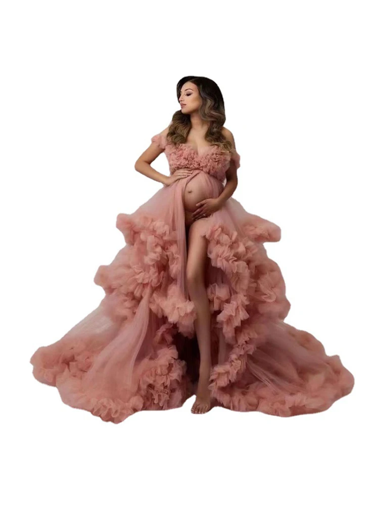 PLEINDI Luxurious Evening Dresses Off the Shoulder Sleeveless A-LINE Floor-Length Lace 2022 New of Exquisite Maternity Clothes