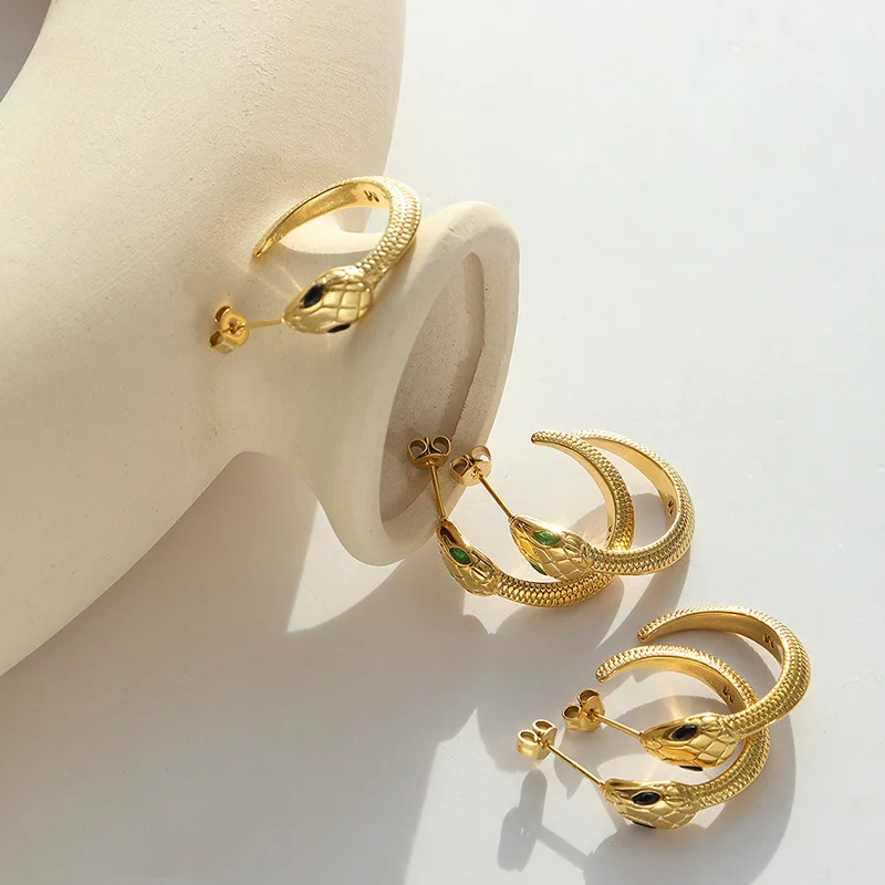 

2022 New Snake-shaped Titanium Steel Earrings For Women Zircon Inlaid Fashion Personality Trend Charm Jewelry Gift