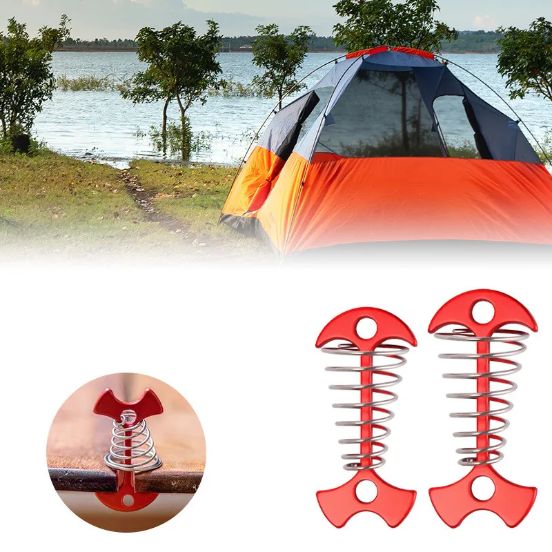 

5PCS Adjustable Plank Floor Spring Fishbone Anchor Tent Pegs Buckle Outdoor Awning Deck Fixed Nails Camping Tent Hooks