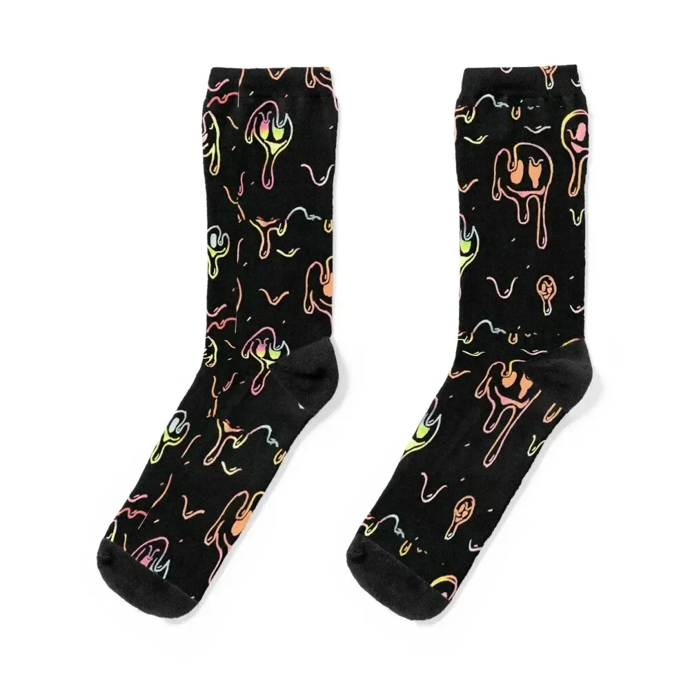 Носки Rainbow Melting Smilies дизайнерские брендовые мужские носки на Хэллоуин женские