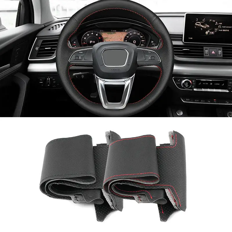 Для Audi O Shape A3 S3 8Y A4 S4 B9 A5 S5 8W6 Q2 Q3 F3 Q5 FY Q7 4M Чехол на руль автомобиля с перфорированной
