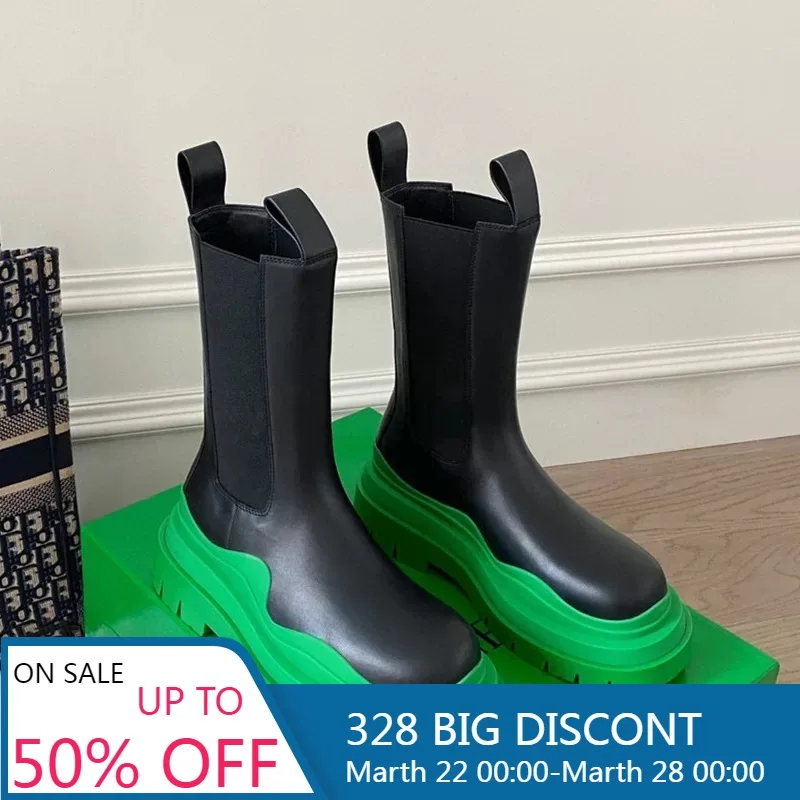 

Сапоги женские Зимние/Осенние на толстой подошве