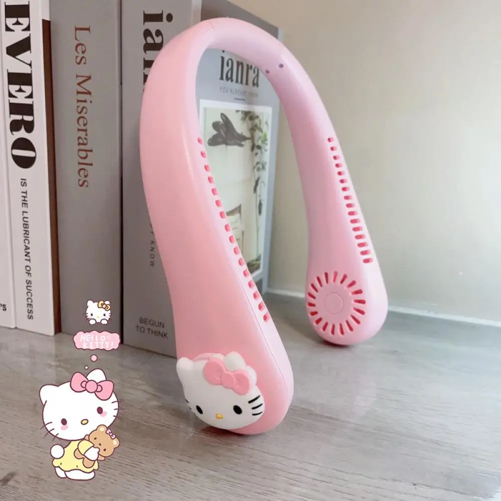 

Kawaii Sanrio, Hello Kitty подвесной шейный веер Cinnamoroll My Melody Kuromi Открытый Спорт веер аниме мультфильм Usb зарядка девушка подарок