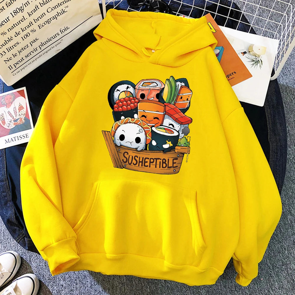 

Pure Cotton Kawaii Delicious Food Sushi Printing Hoodie Menhip hop fur-liner Hoody Cartoons Sweatshirt Autumn