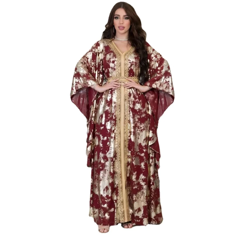 Eid Mubarak Morocco Caftan Abaya Muslim Women Long Maxi Dress Jalabiya Dubai Evening Party Gown With Belt Kaftan Abayas Clothing