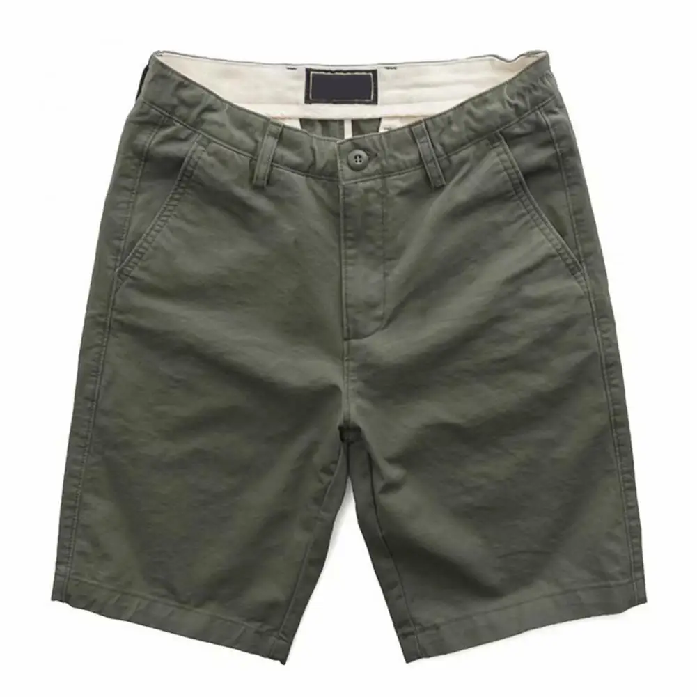 

Trendy Students Pants Pure Colors Zipper Knee Length Wear-resistant Men Shorts