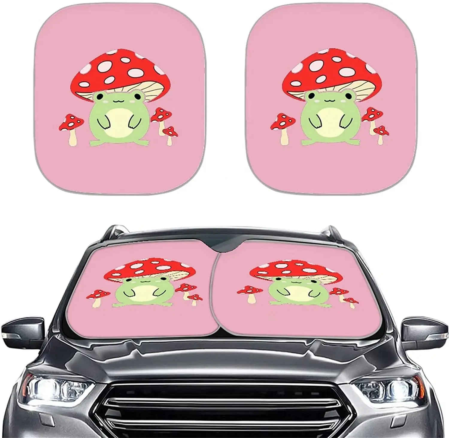 Xpyiqun Mushroom Frog Windshield Sun Shade Car Sun Visor for Women Cute Interior Accessories,Universal Automotive Sun Shields Su Xpyiqun Mushroom Frog Windshield Sun Shade Car Sun Visor for Women Cute Interior Accessories,Universal Automotive Sun Shields Su