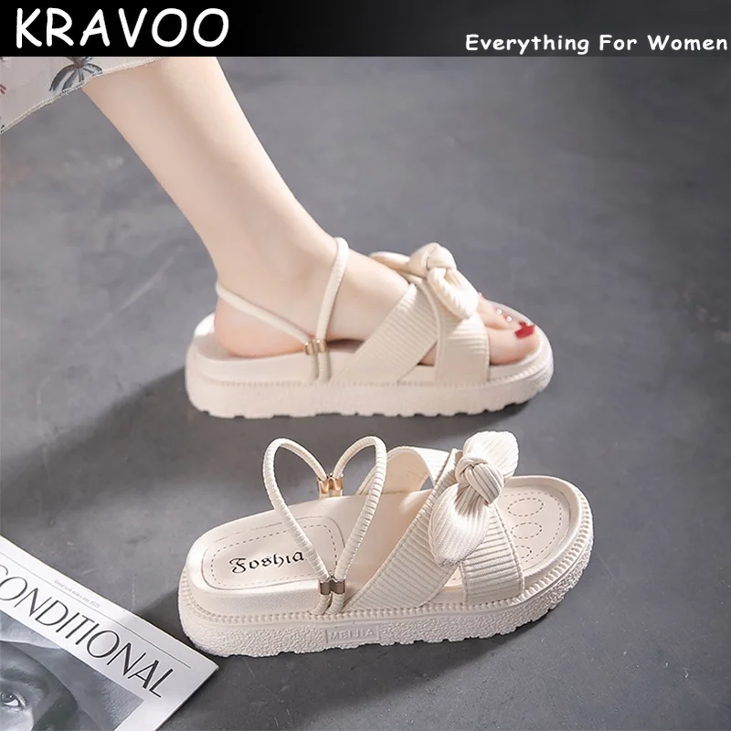 

Сказочные женские стильные двухцелевые сандалии KRAVOO, женские летние свежие сандалии 2023, универсальные шлепанцы на толстой подошве с одним ремешком